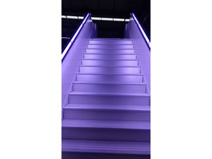 LED lampposts are used for lighting at night on both sides of the ladder